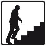 Symbol eines Mannes auf einer Treppe für das NYHA-Stadium 2 der Herzinsuffizienz